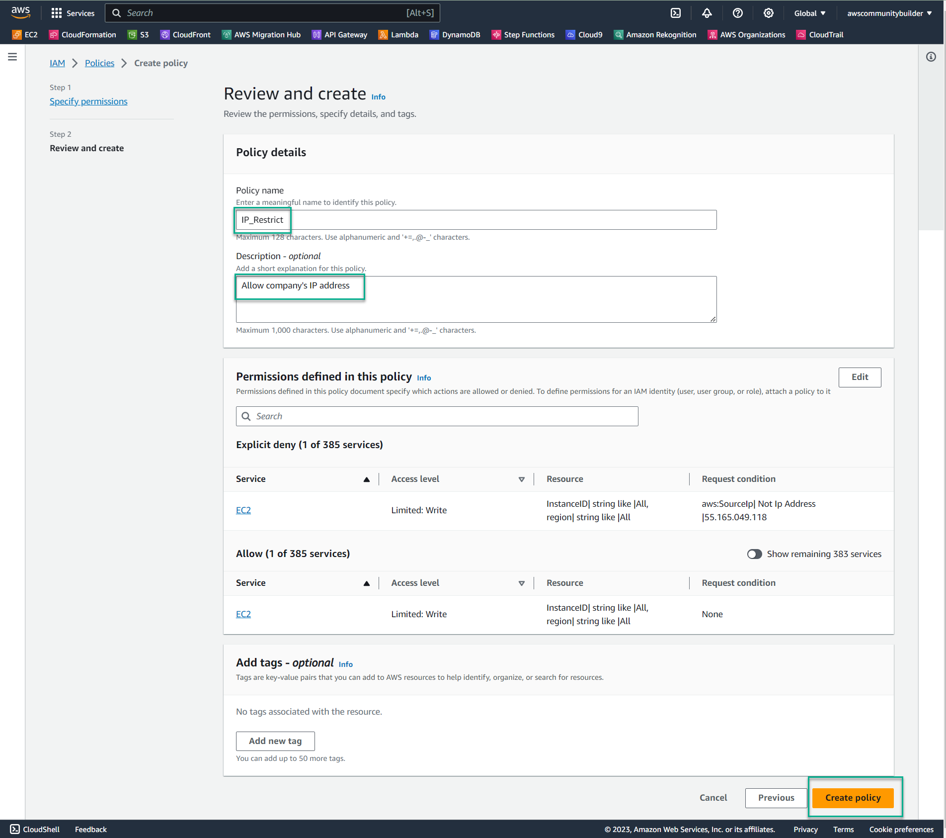 create vpc for linux instance