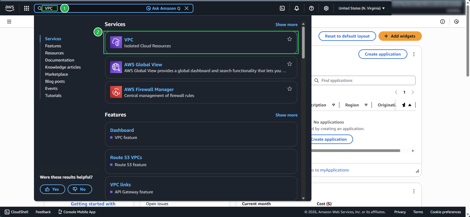 Navigate to VPC service