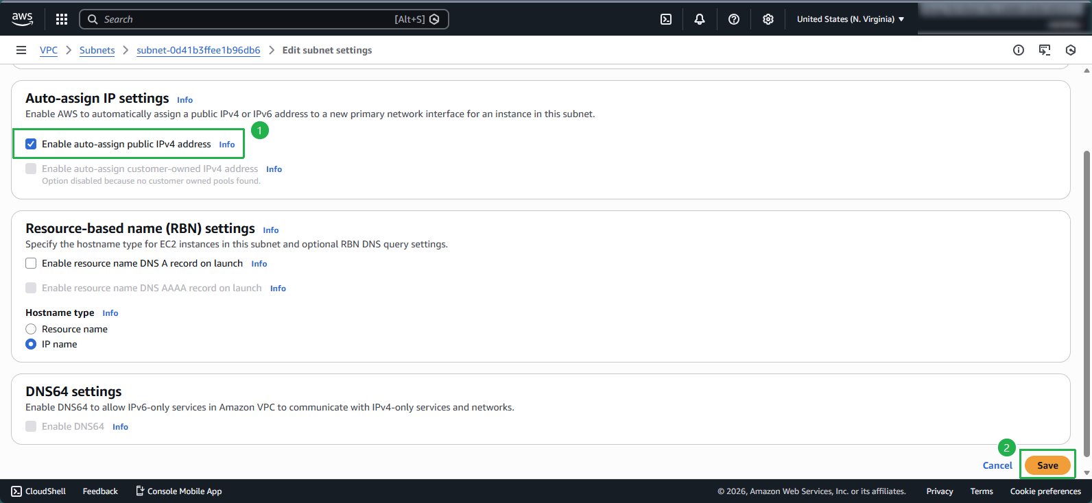 Enable public IP addressing