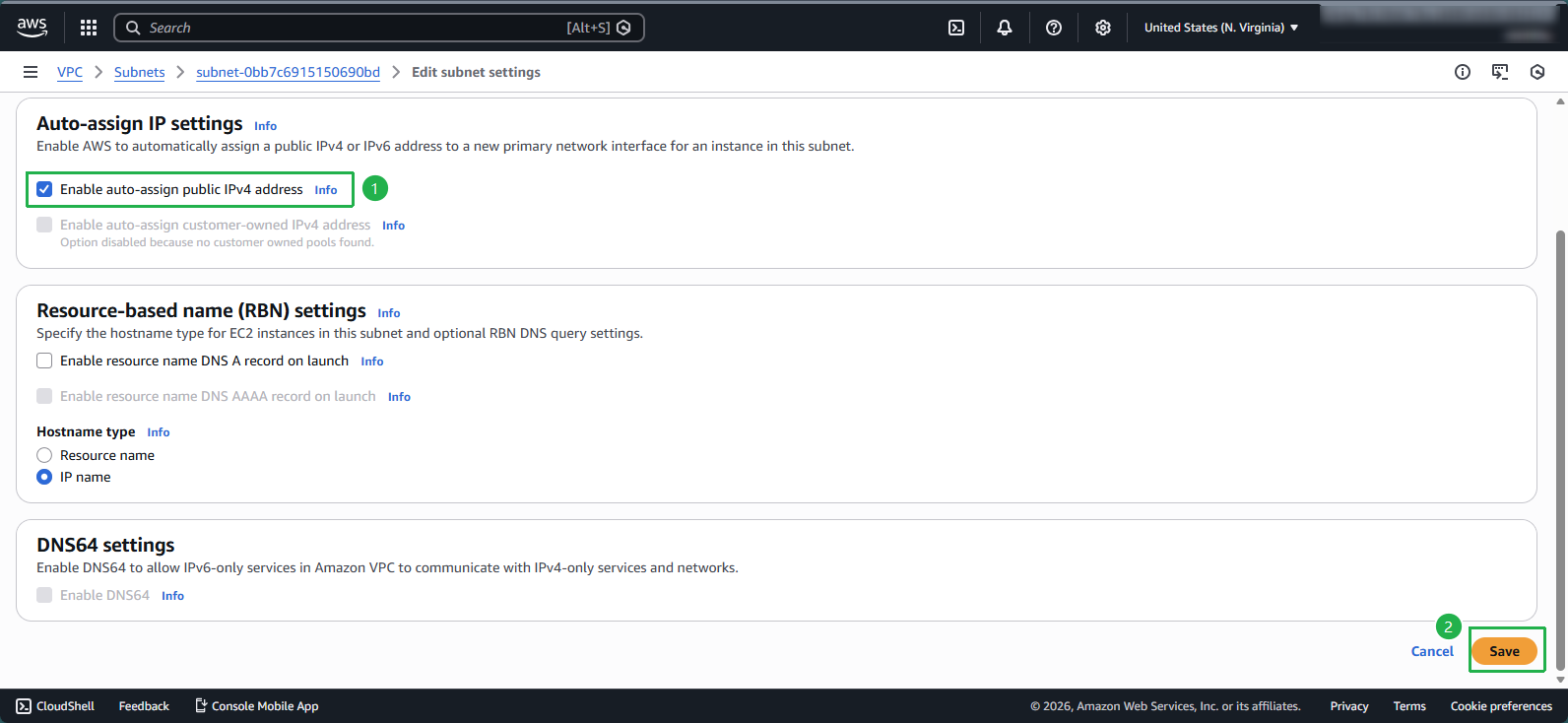 Enable public IP addressing