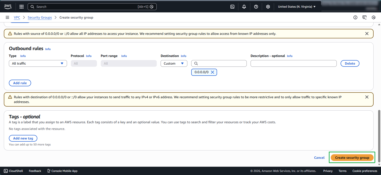 Configure outbound rules and tags