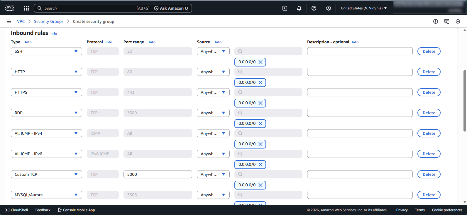 Configure inbound rules