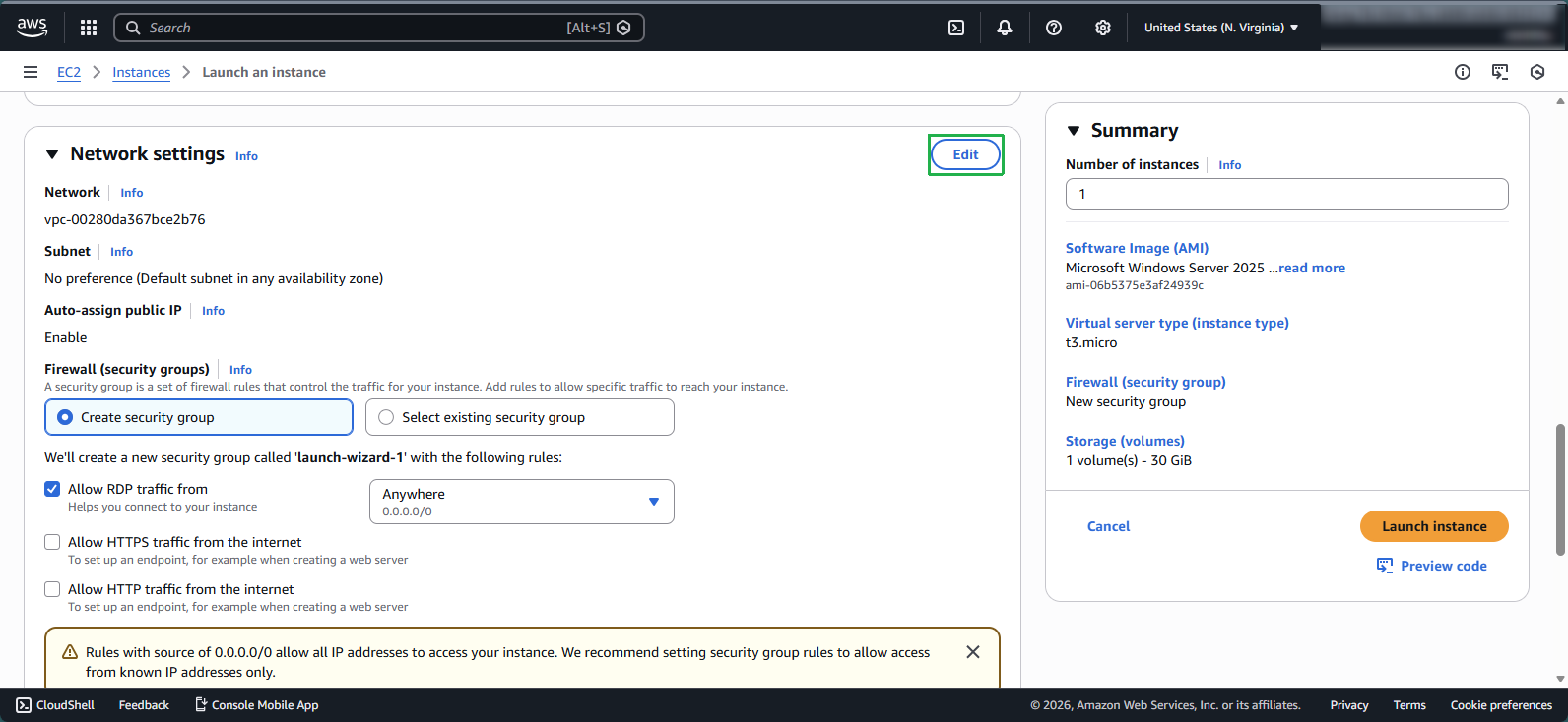 Edit network settings
