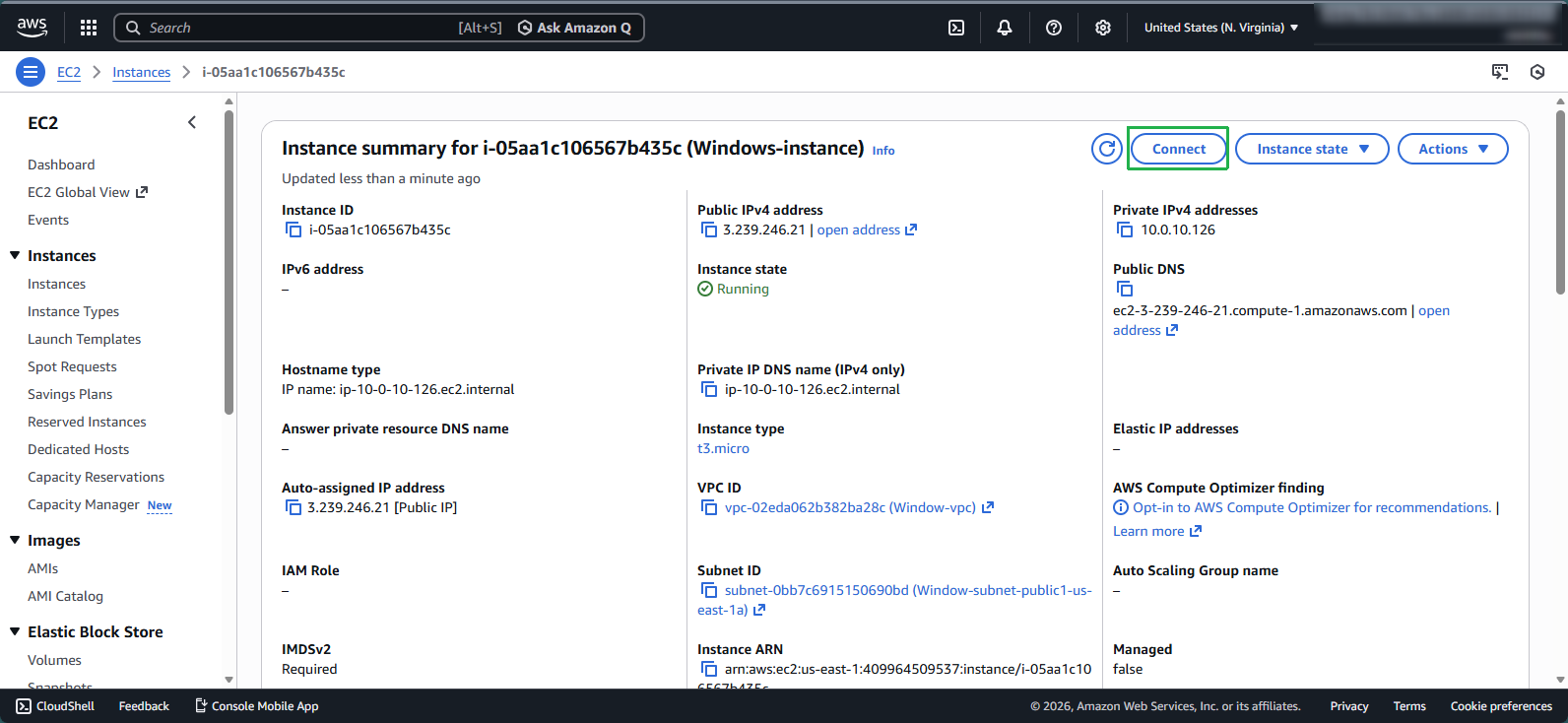 Instance Connect Step 1