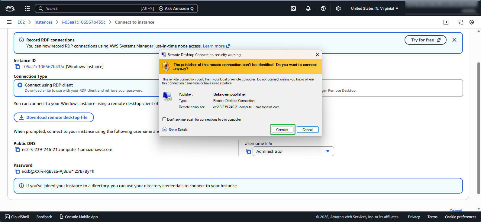 Instance Connect Step 5