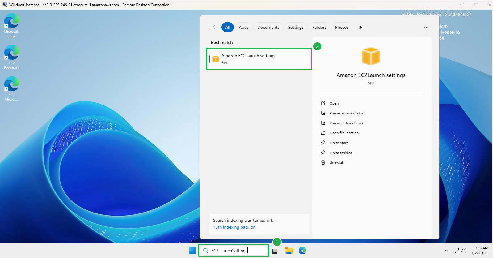 Access EC2Launch Settings