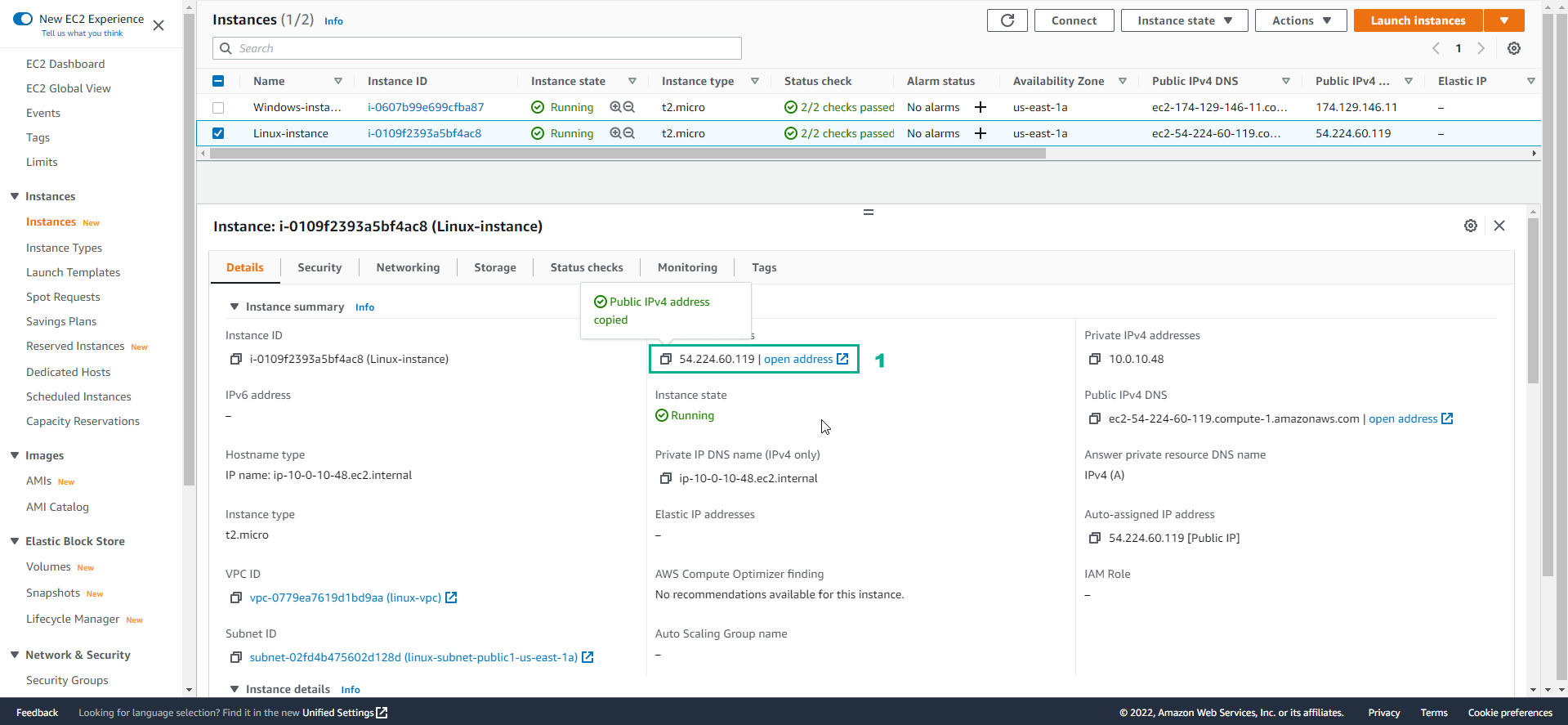 connect linux instance