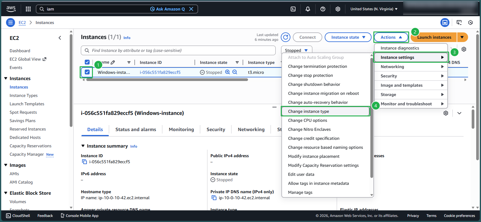Accessing instance type settings
