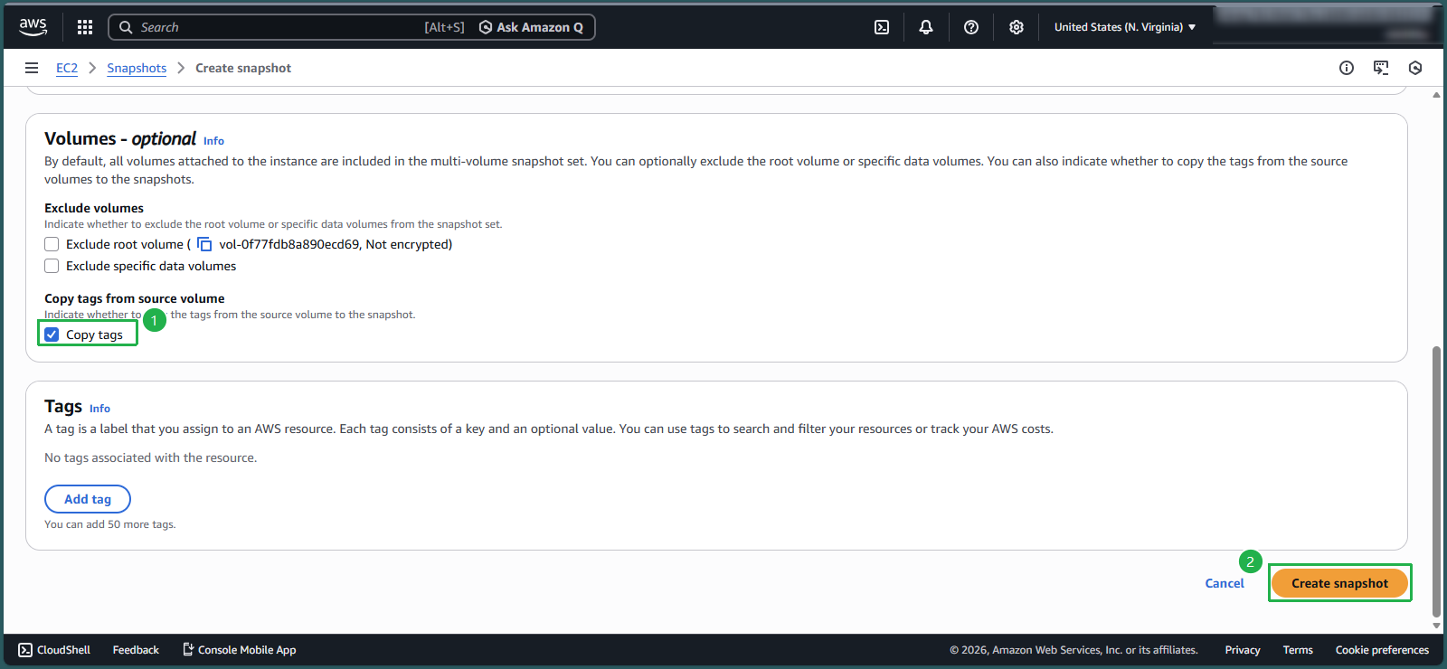 Configuring snapshot settings
