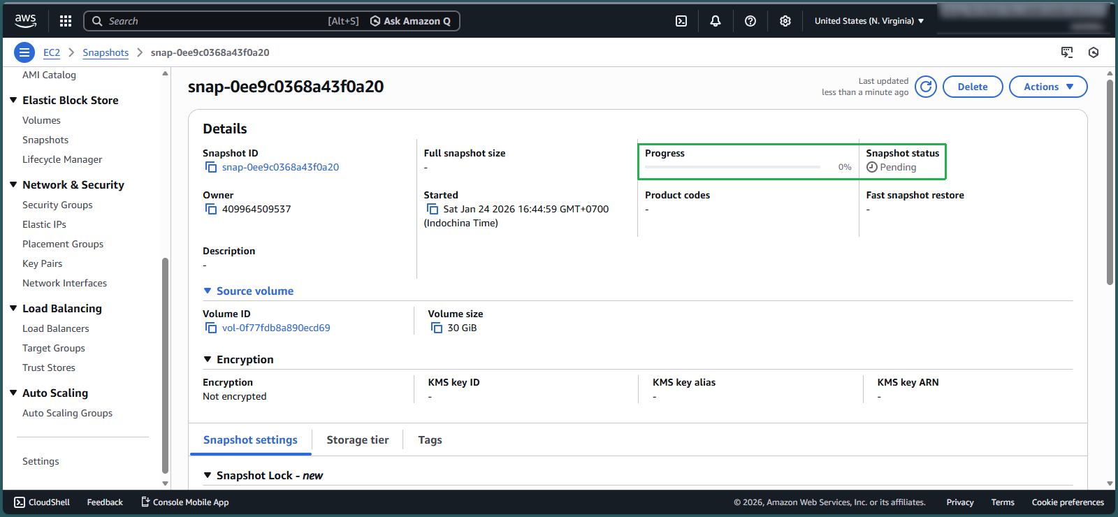 Monitoring snapshot progress