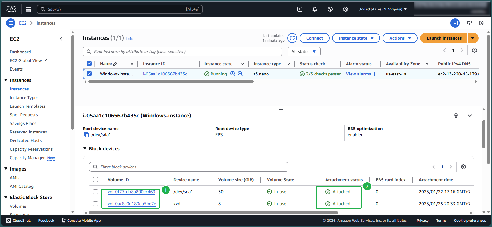 Instance-based snapshot example