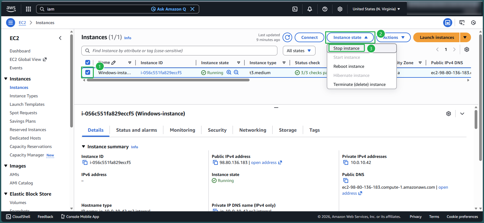 Stopping the EC2 instance