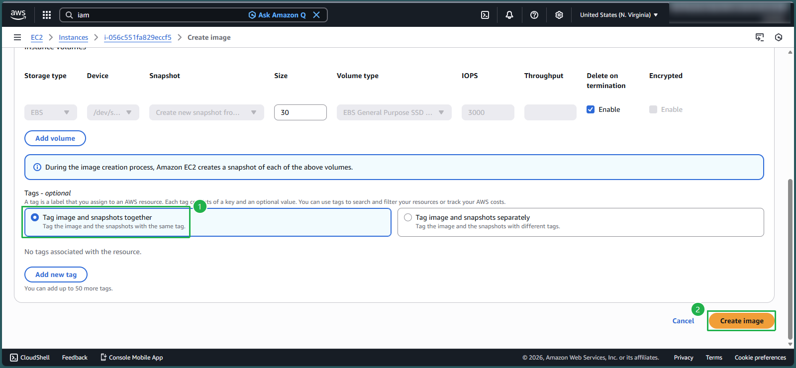Confirming AMI creation