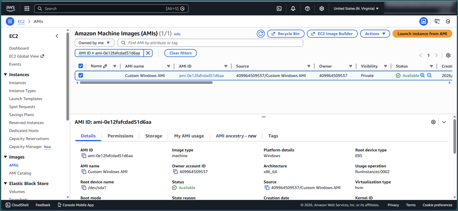Monitoring AMI creation progress