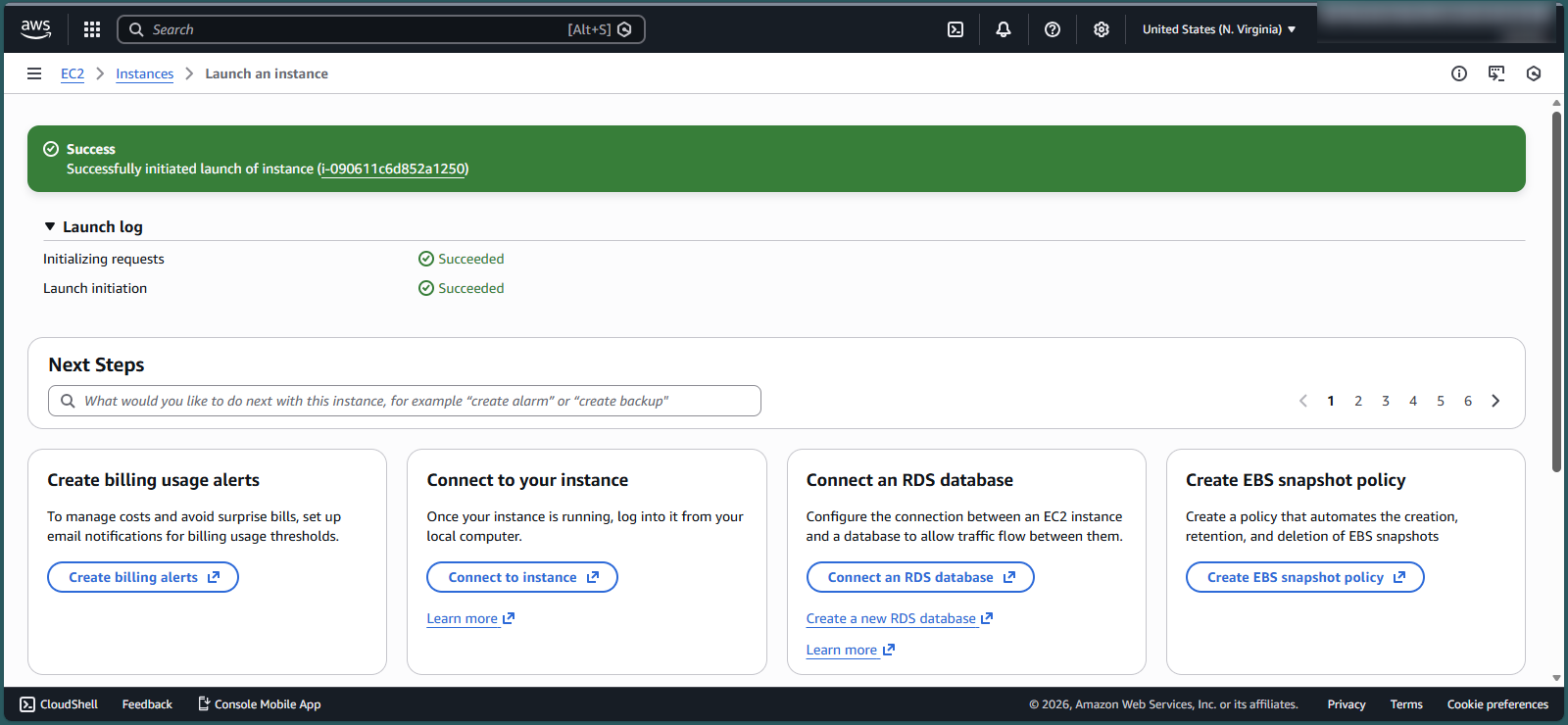 Viewing instance details