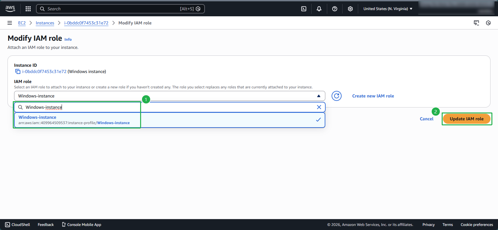 Updating the IAM role