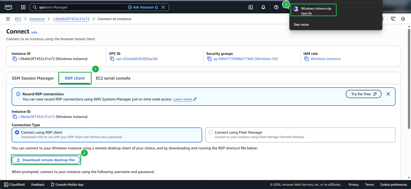 Downloading RDP file