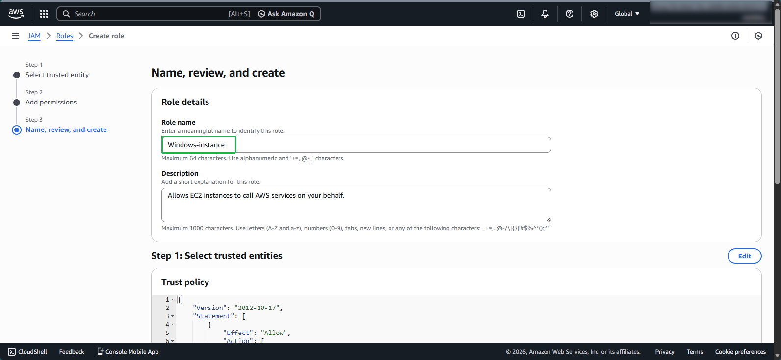 Naming and creating the role