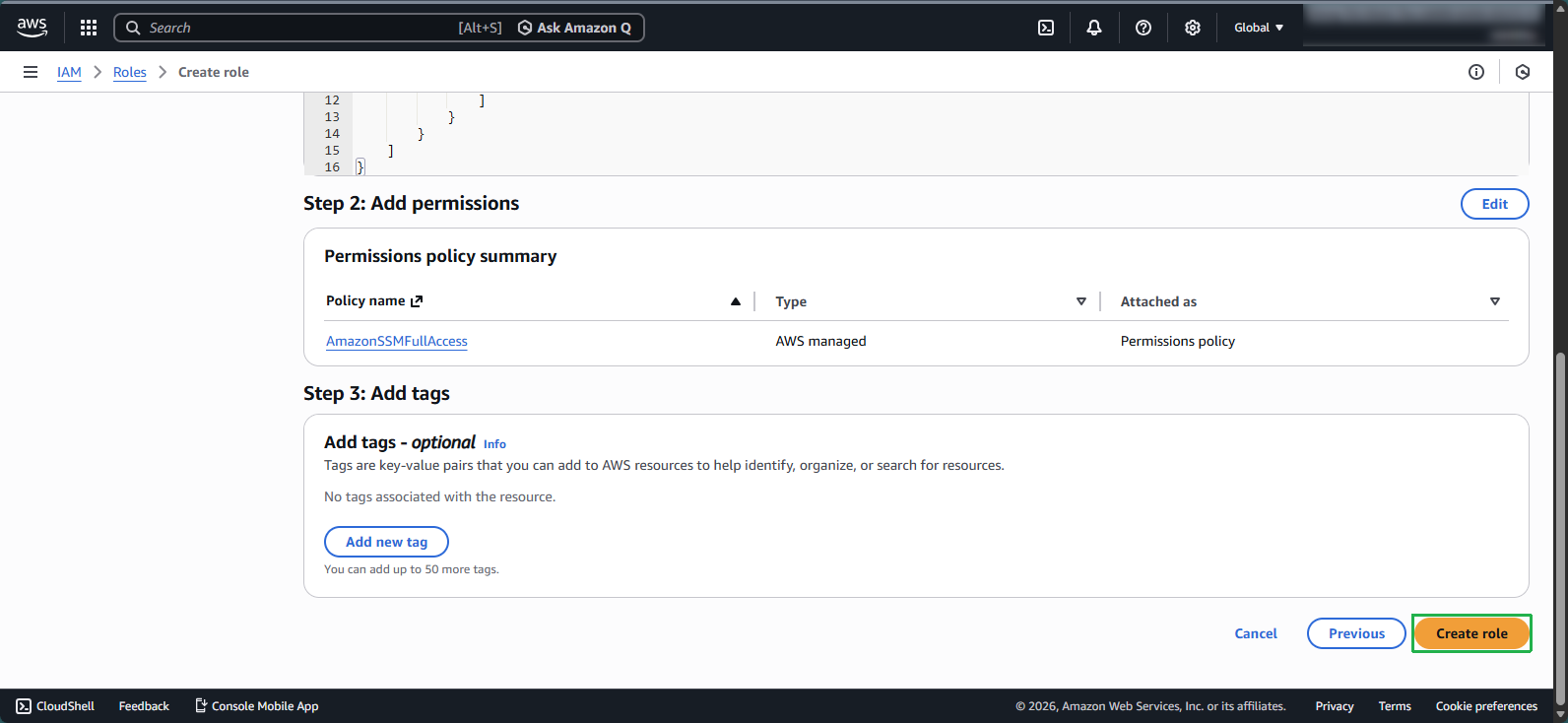 Naming and creating the role