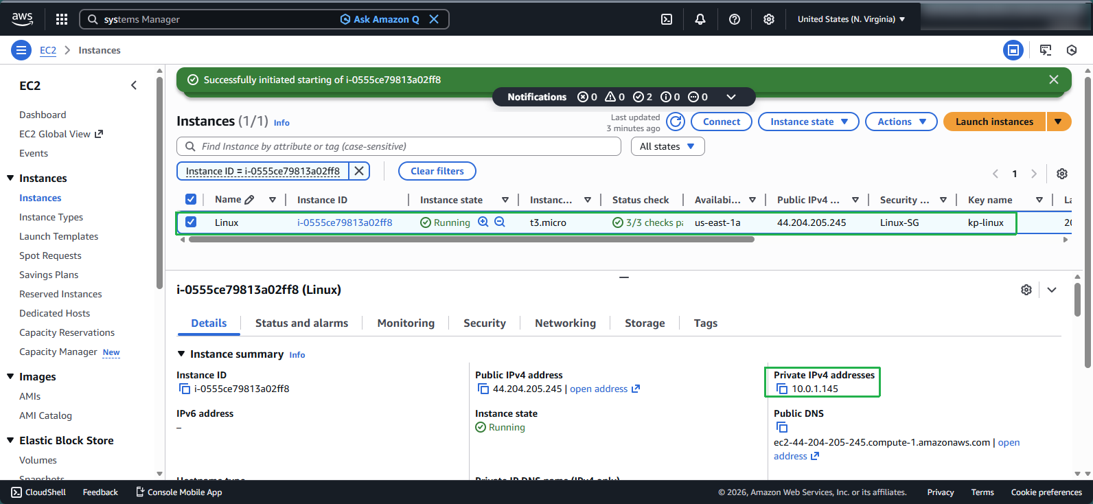 Noting instance IP address