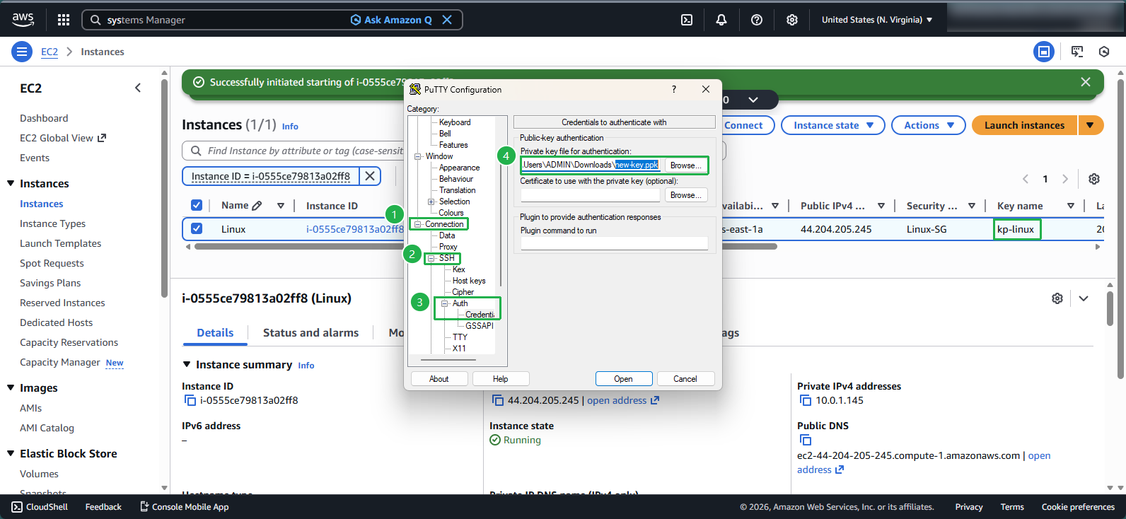 Configuring PuTTY connection