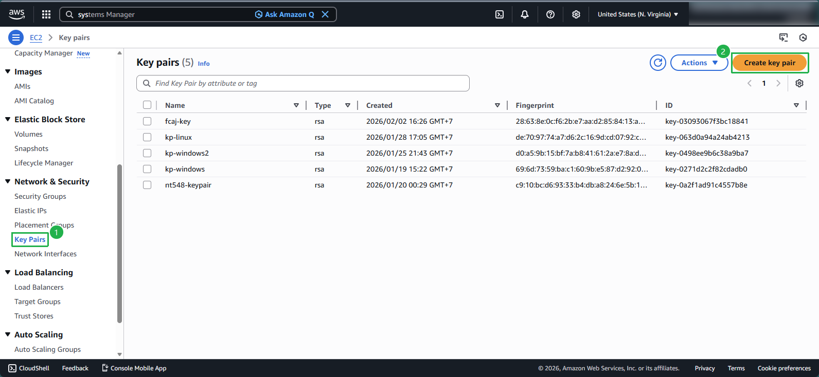 Creating a new key pair
