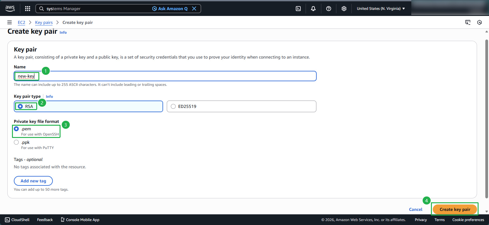 Configuring key pair settings