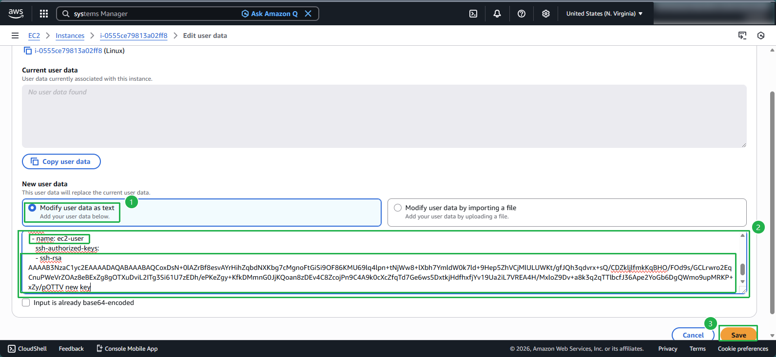 Configuring user data