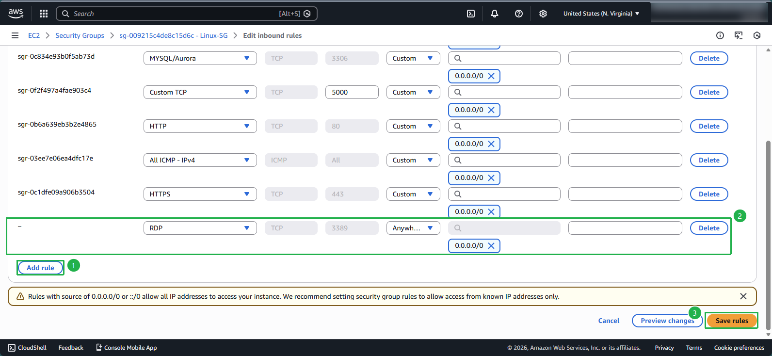 Create VPC for Linux Instance