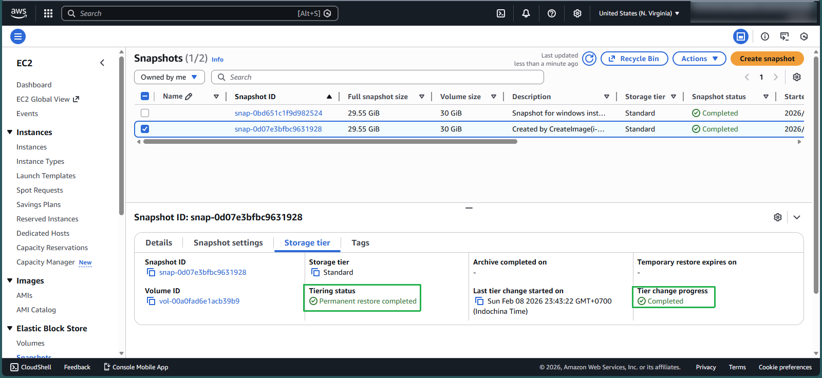 Monitoring the restoration process