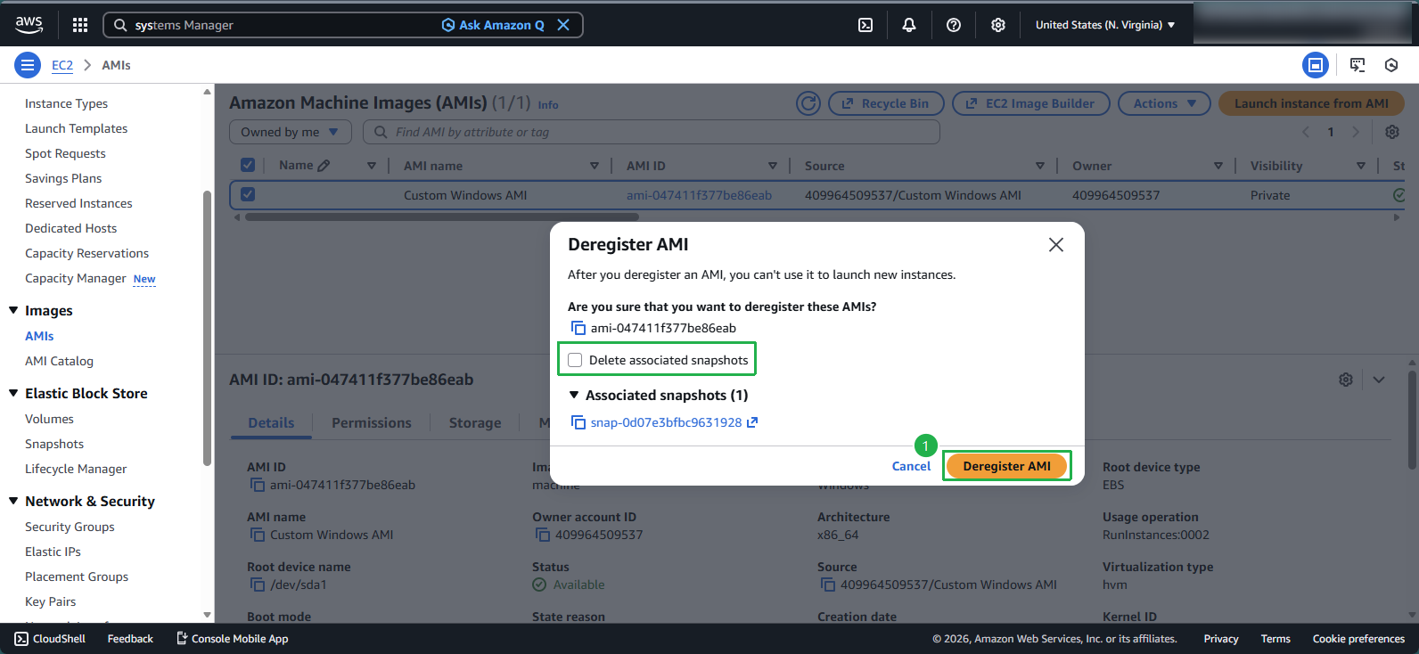 Confirming AMI deregistration