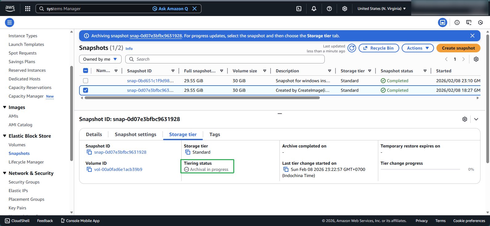 Monitoring the archiving process