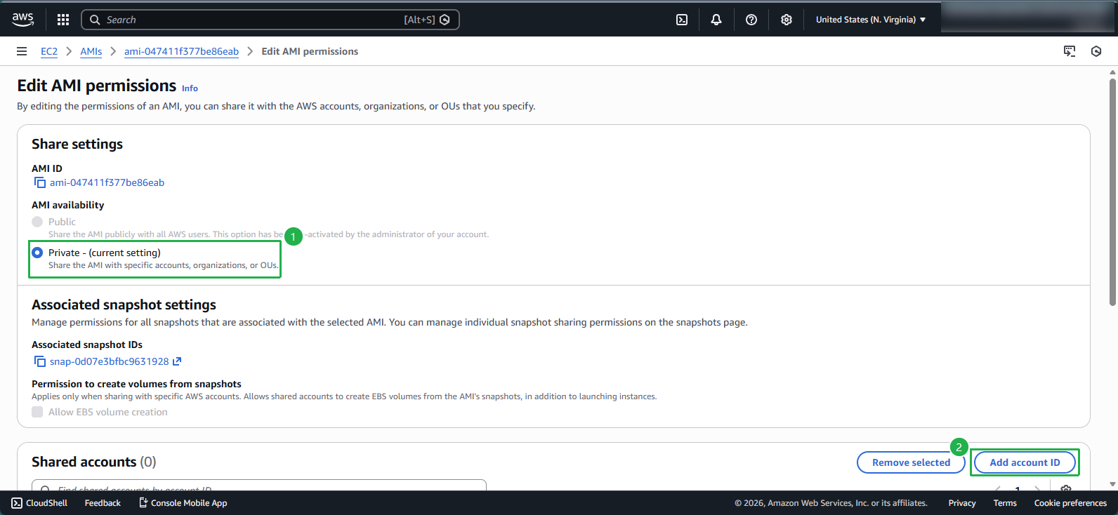 Adding a shared account