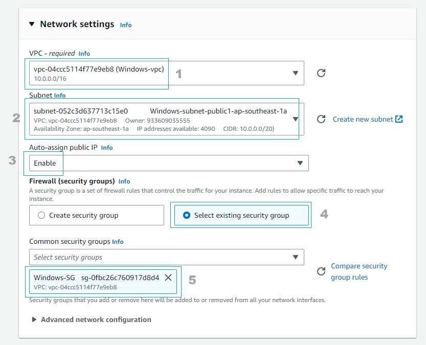 create vpc for linux instance