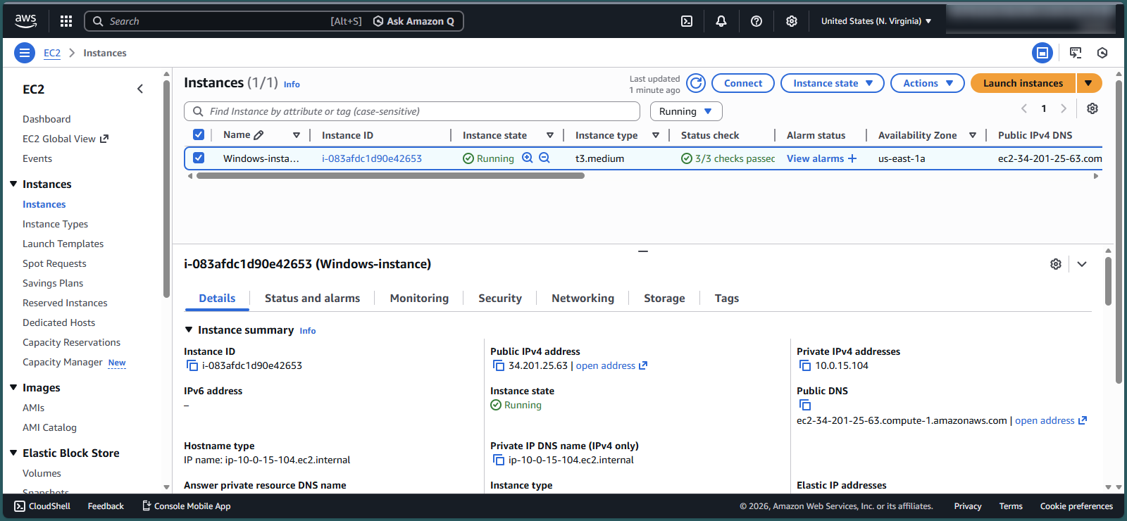EC2 Console Interface