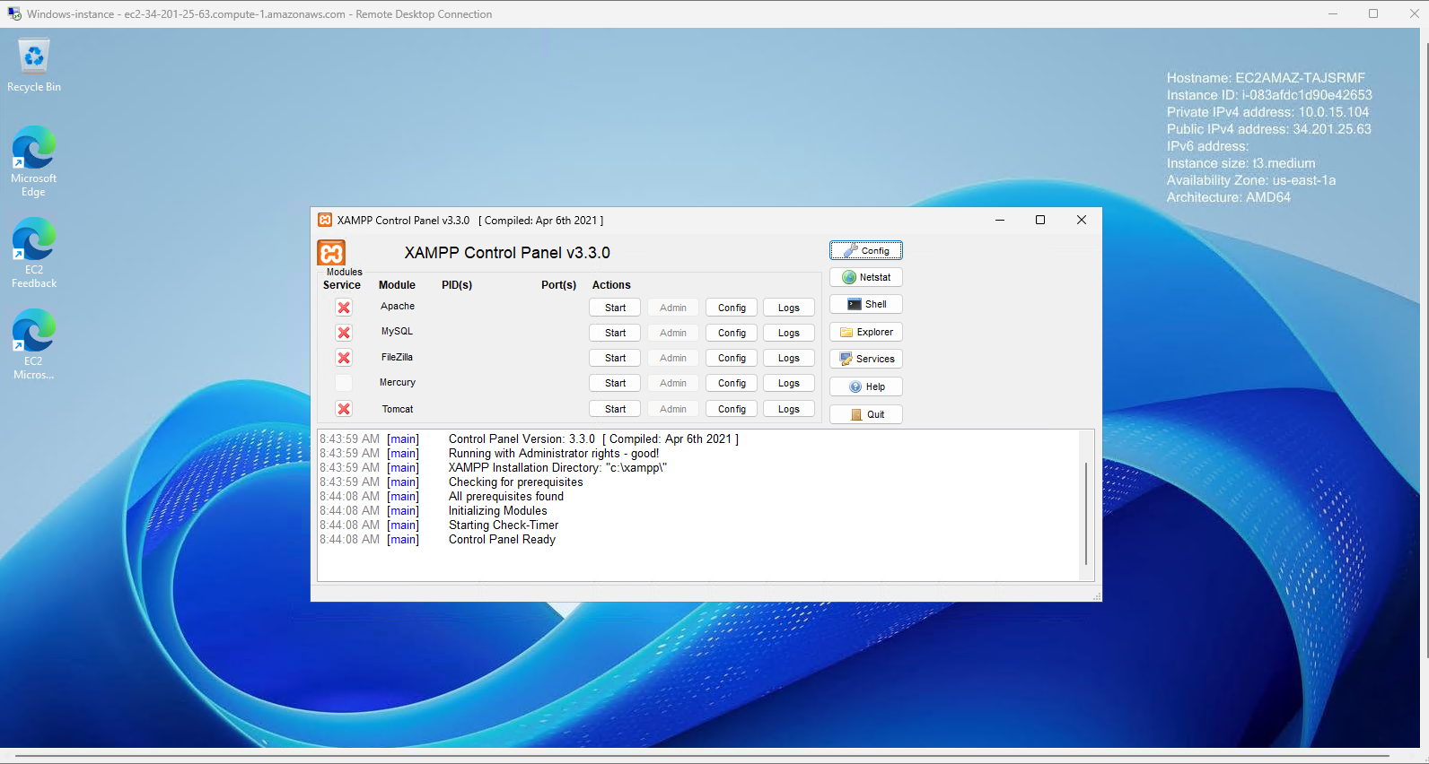 XAMPP Control Panel Launch