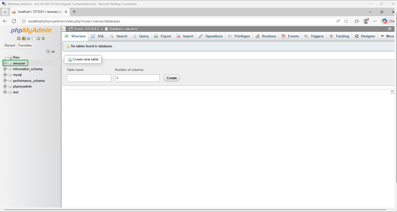 Database Creation Confirmation