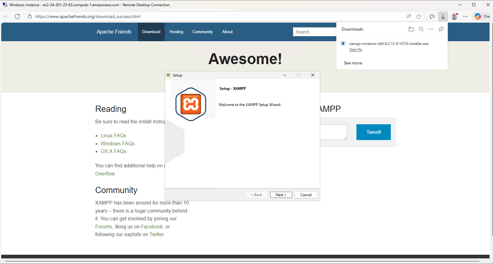 XAMPP Installation Wizard - Step 1
