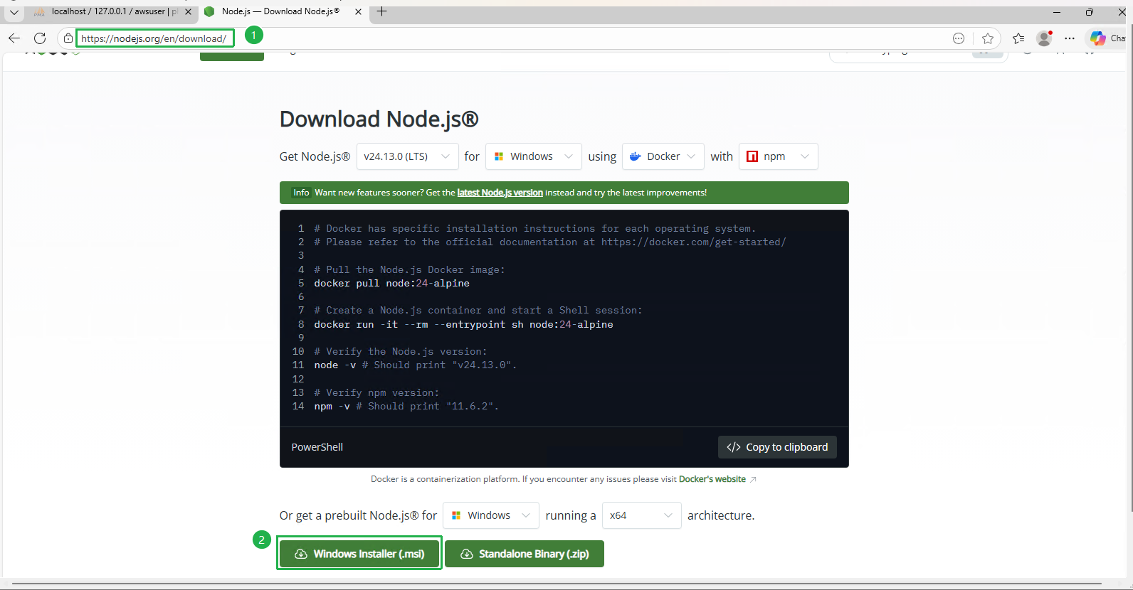 Node.js download page