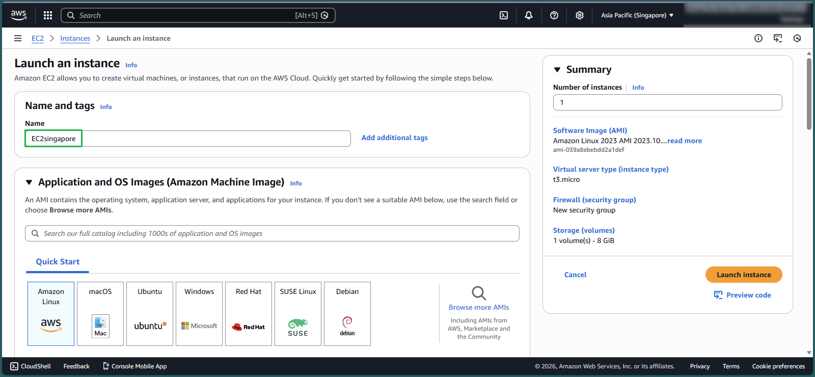Launching an EC2 instance