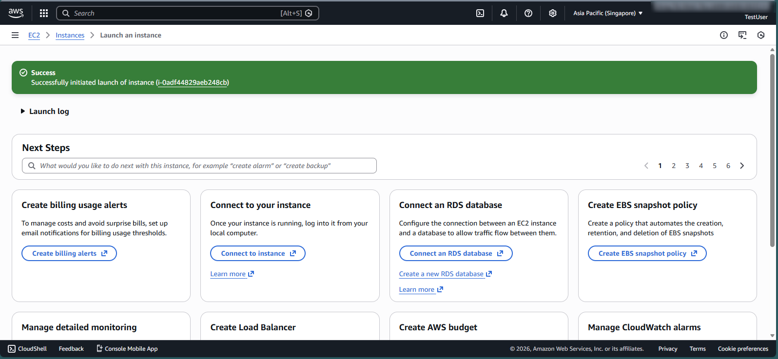Successfully created EC2 instance
