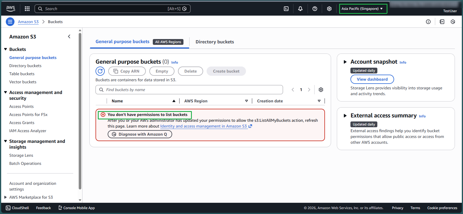 S3 access denied message