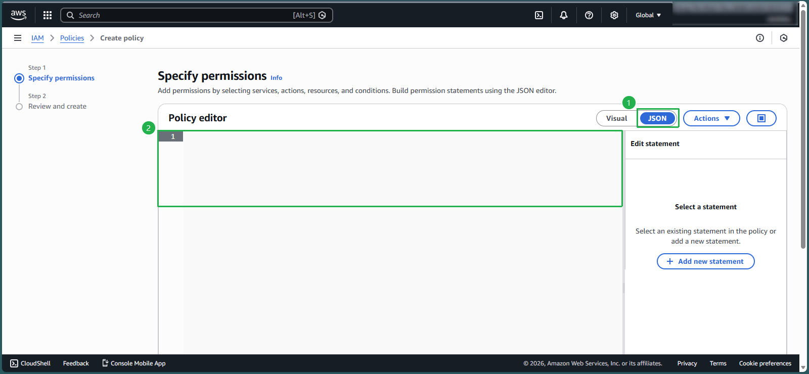 Selecting JSON editor