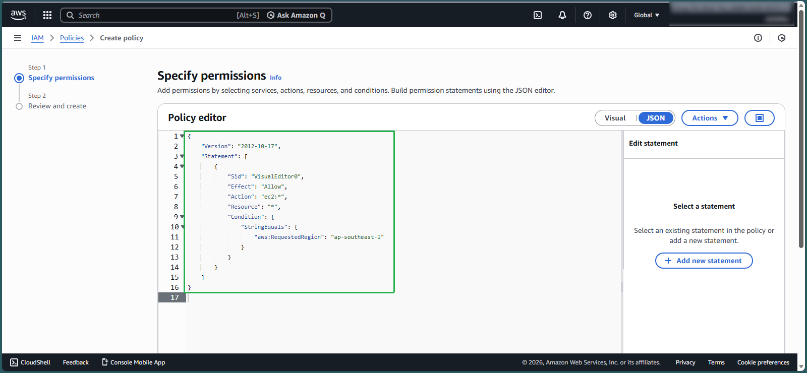 Entering the region restriction policy
