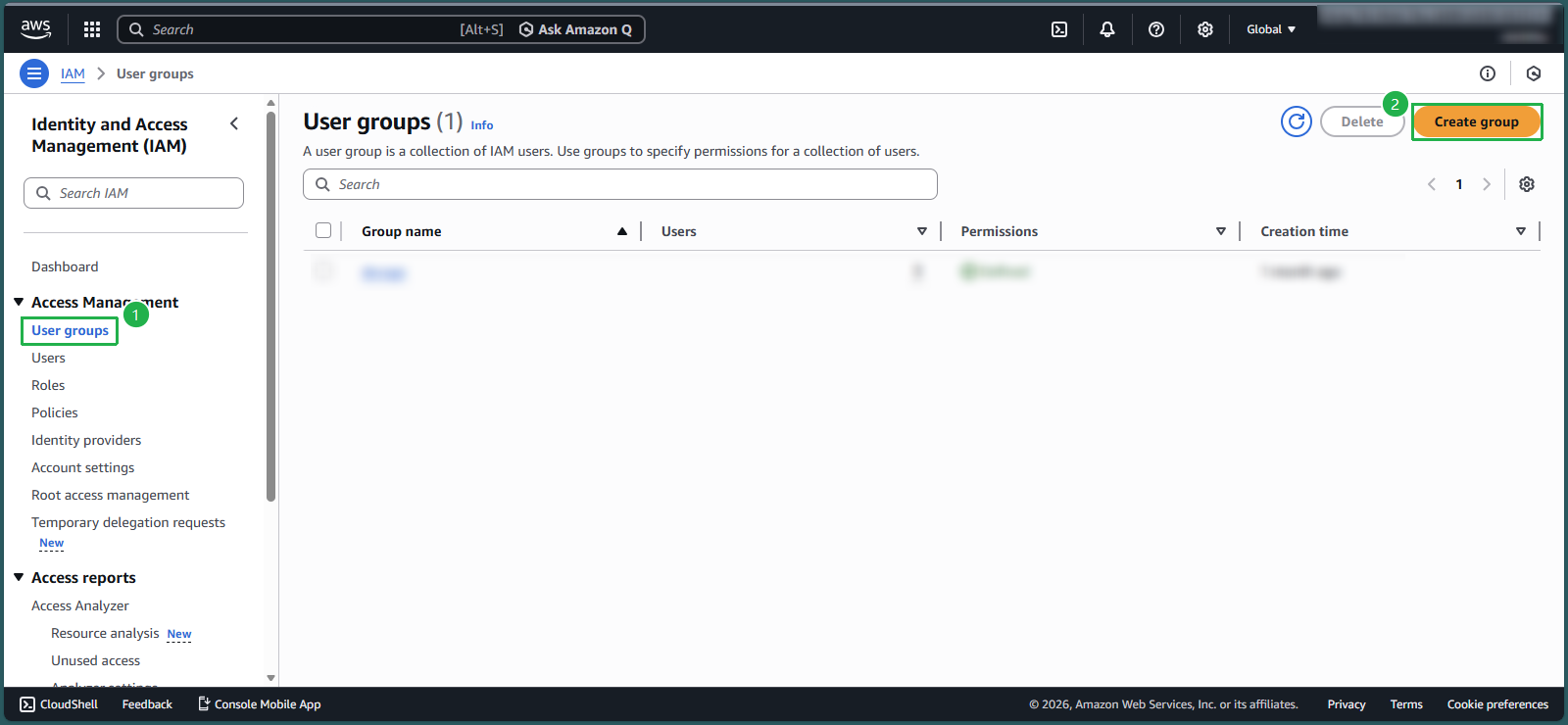 Creating an IAM group