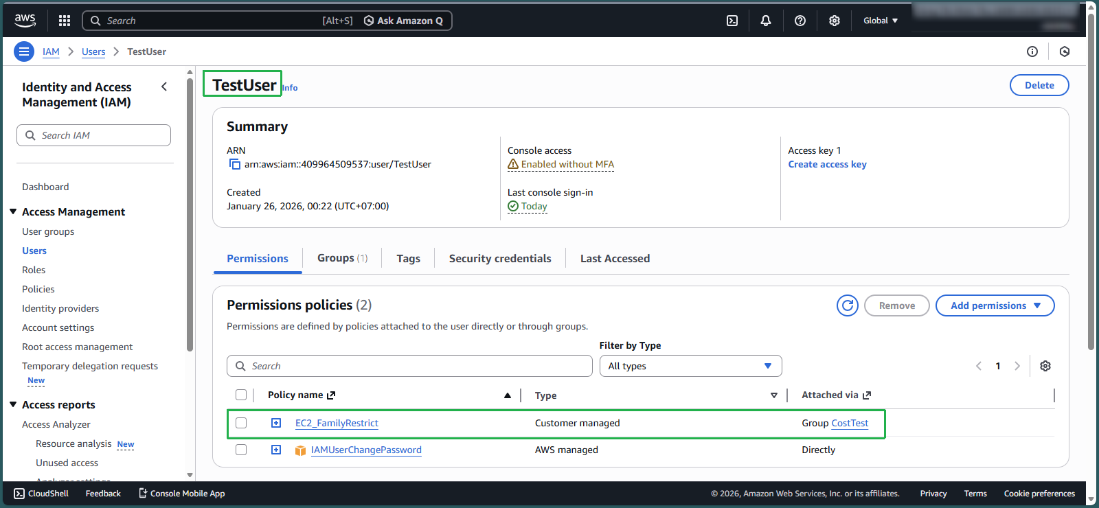 Verifying user permissions