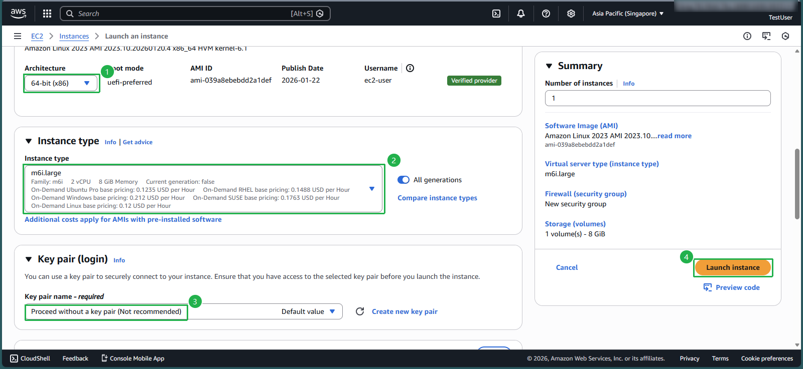 Selecting m6i instance type