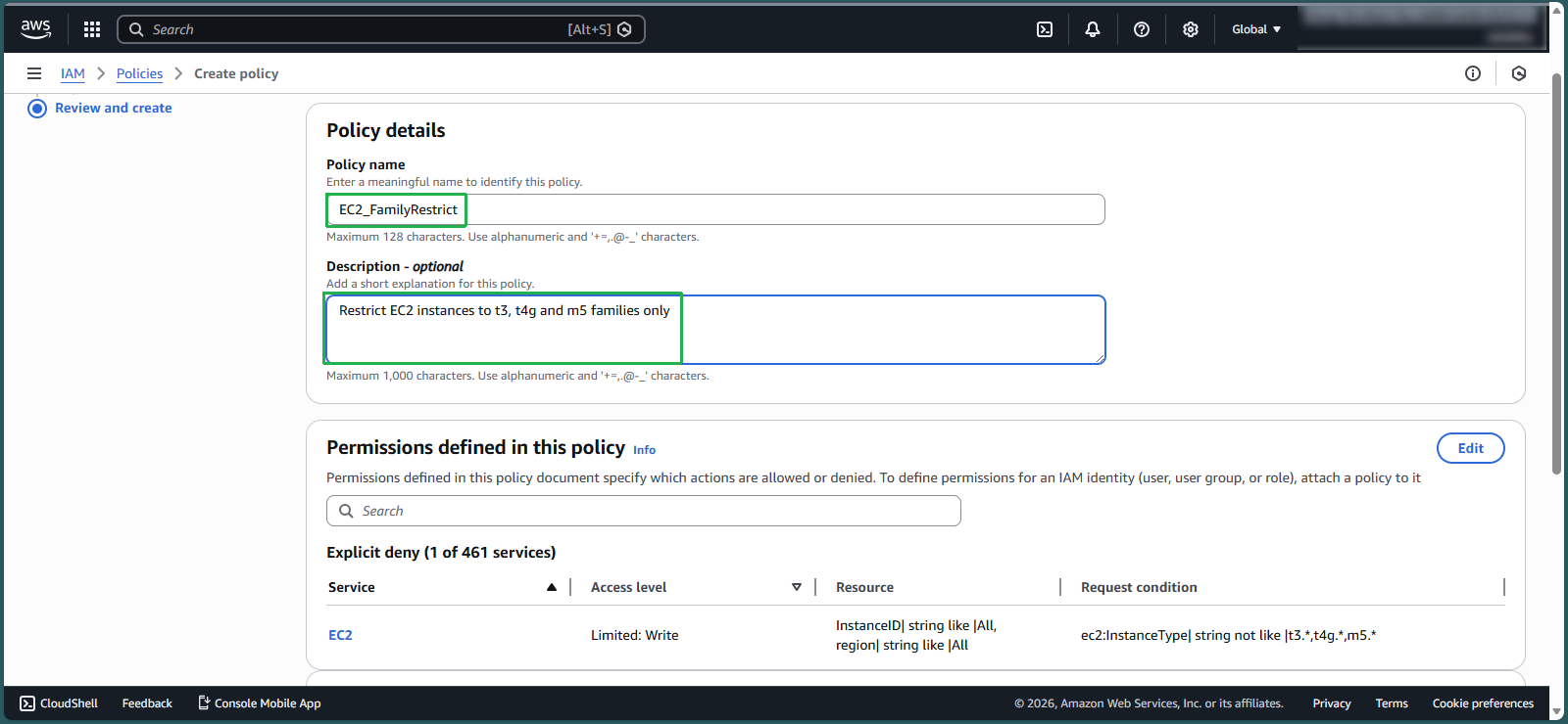 Naming and Descring policy