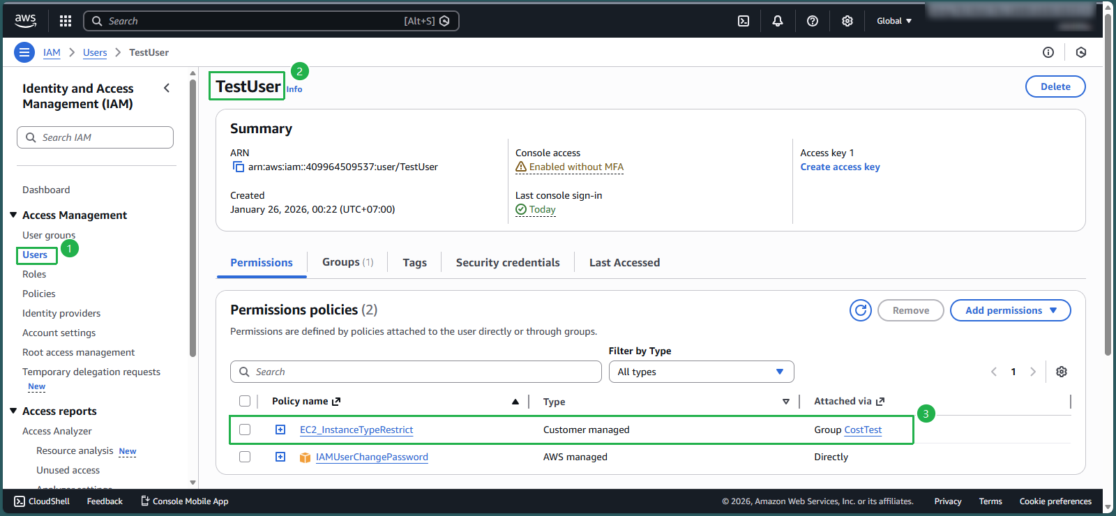 Verifying user permissions