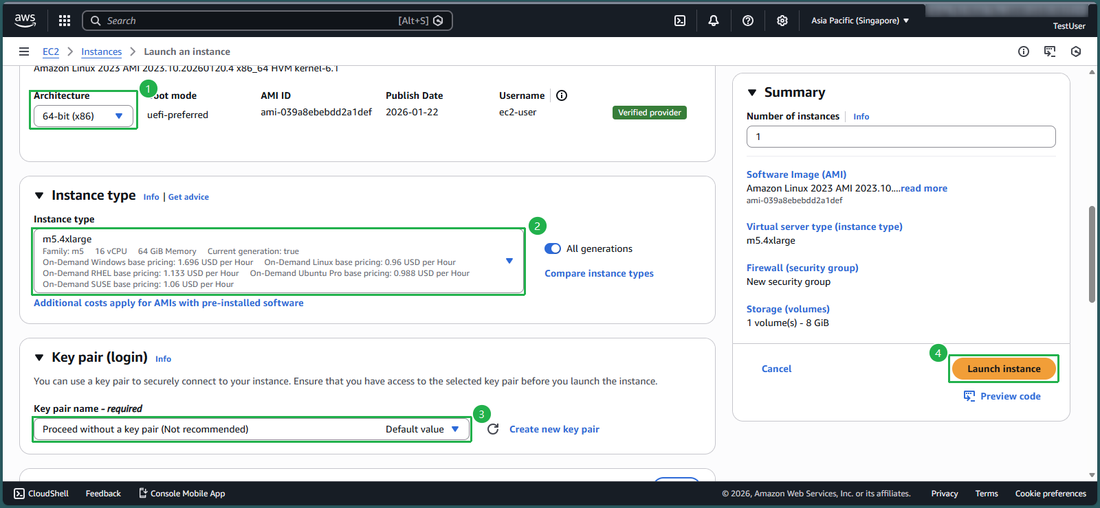 Cofigure and launch instance